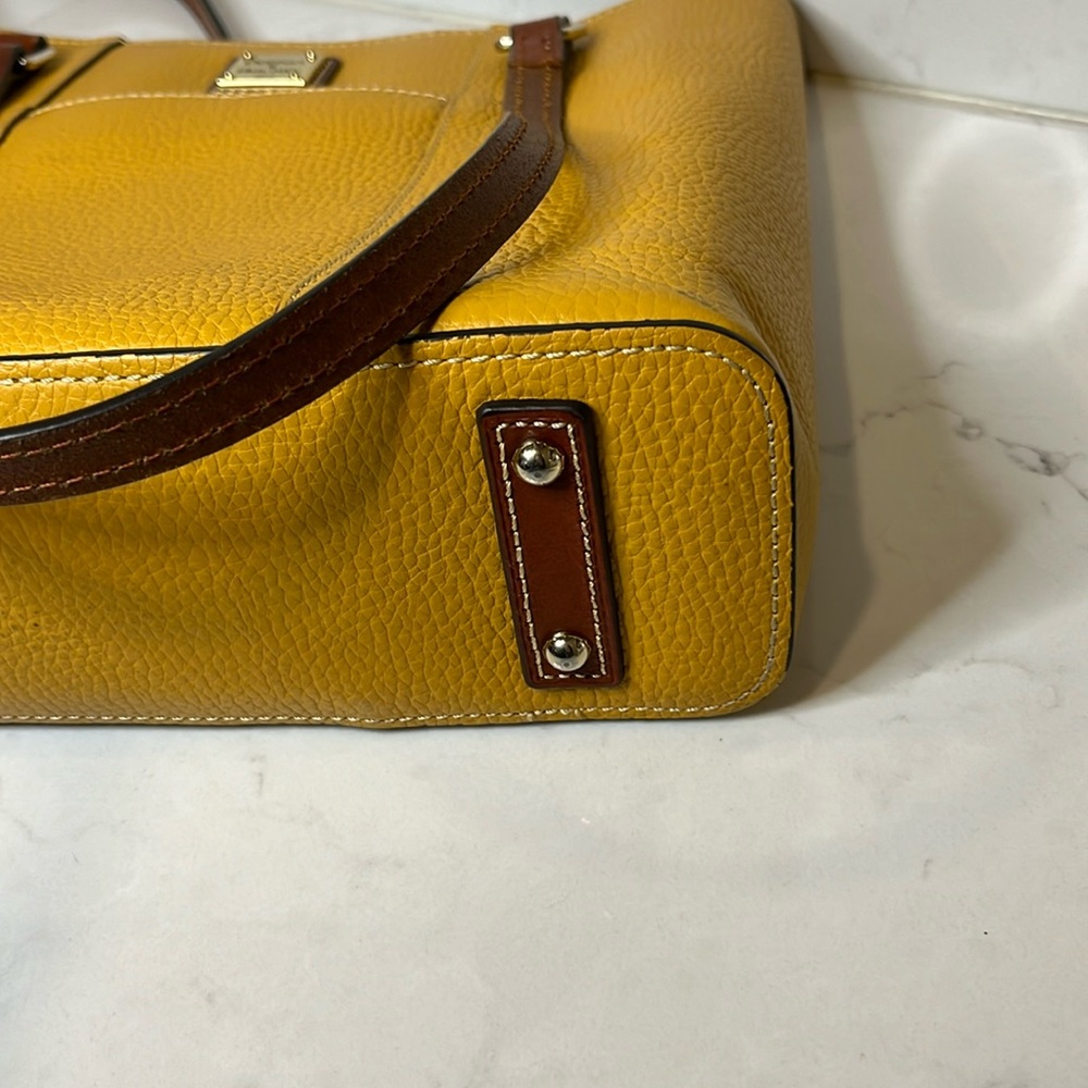 Dooney & Bourke Pebble Grain Small Lexington Pebbled Leather Mustard Tote Bag - Picture 10 of 12